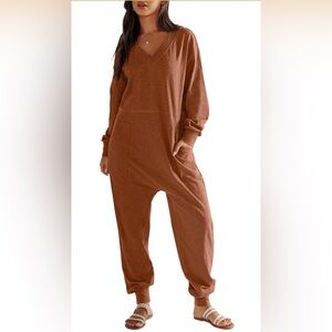 Burnt Orange Long Sleeve Loose Fit Romper